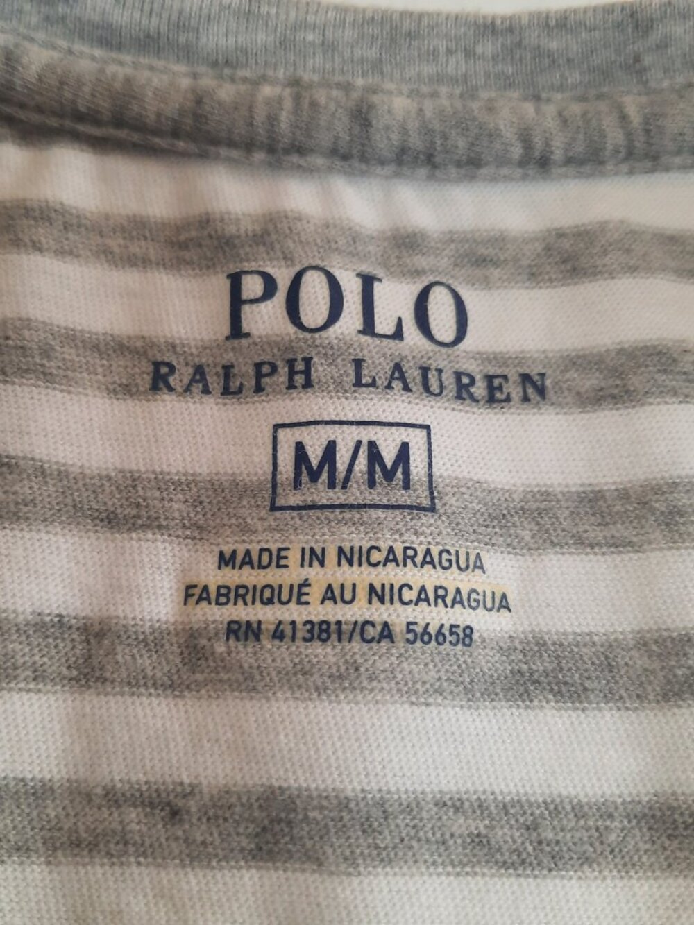 Polo Ralph Lauren Women’s Medium Gray White Striped Short Sleeve Shirt Retro y2k - Picture 3 of 7